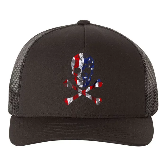 USA Skull Crossbone Yupoong Adult 5-Panel Trucker Hat