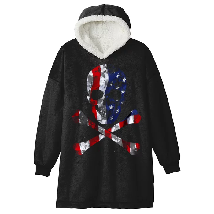 USA Skull Crossbone Hooded Wearable Blanket