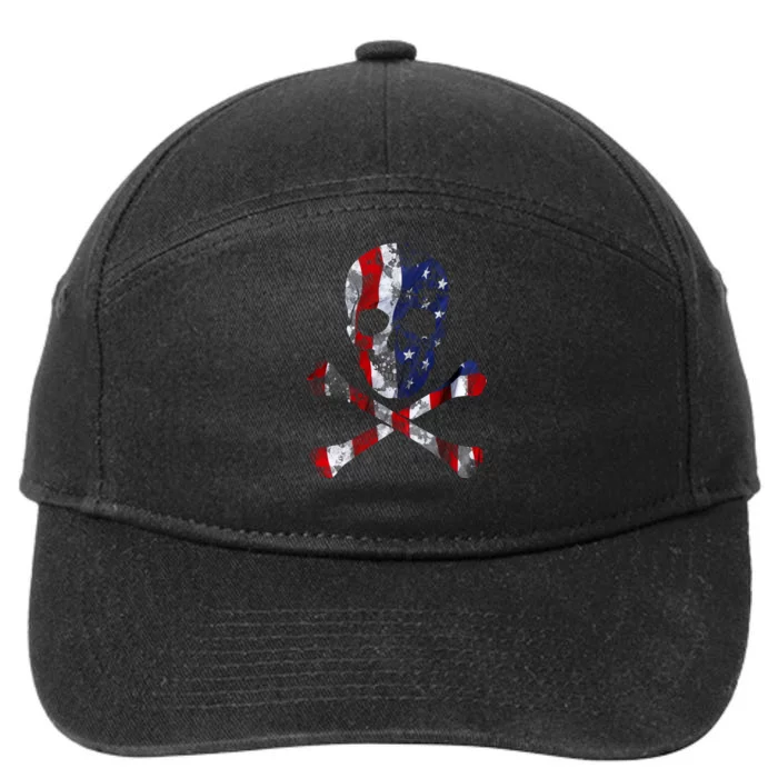 USA Skull Crossbone 7-Panel Snapback Hat