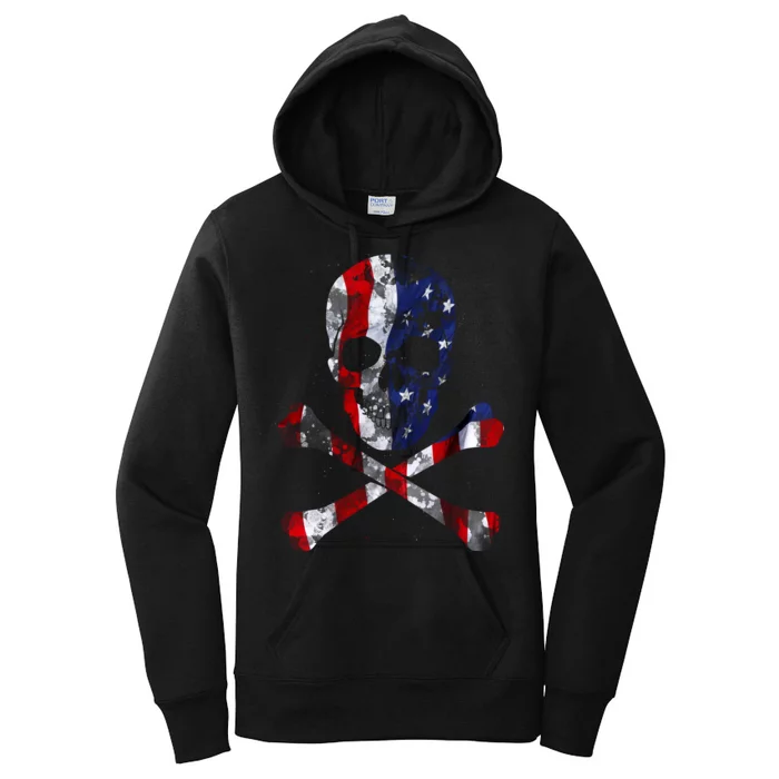 USA Skull Crossbone Women's Pullover Hoodie