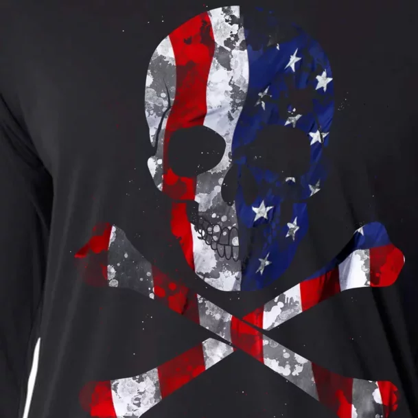 USA Skull Crossbone Cooling Performance Long Sleeve Crew