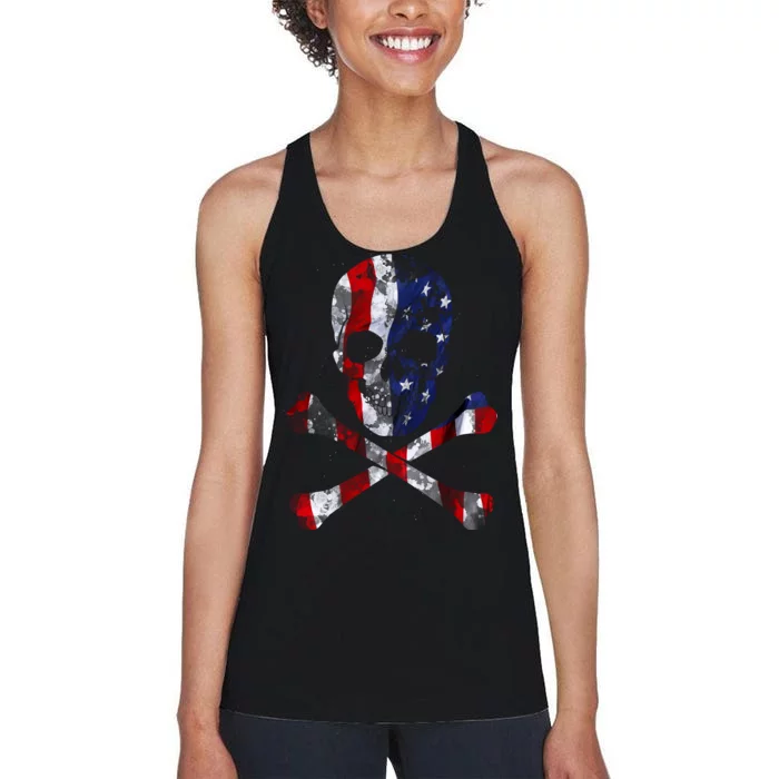 USA Skull Crossbone Women's Racerback Tank