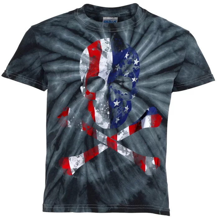 USA Skull Crossbone Kids Tie-Dye T-Shirt