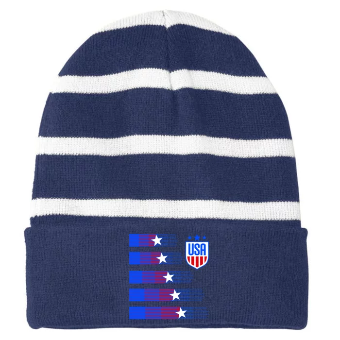 USA Soccer American Team Jersey Striped Beanie with Solid Band