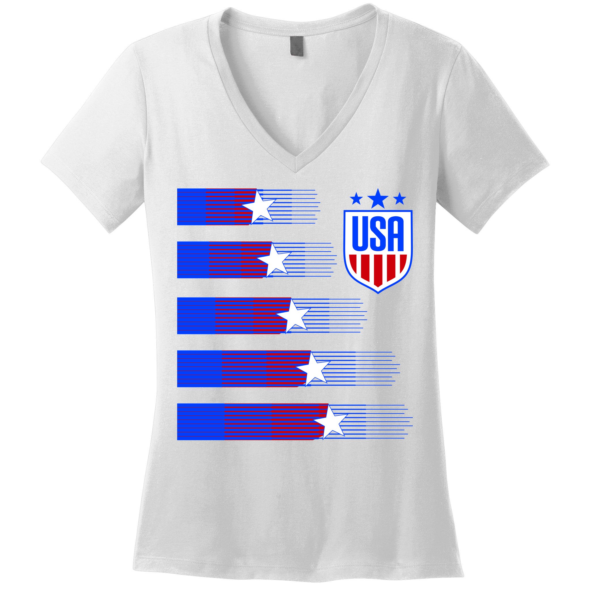 TeeShirtPalace USA Soccer American Team Jersey Women's V-Neck T-Shirt