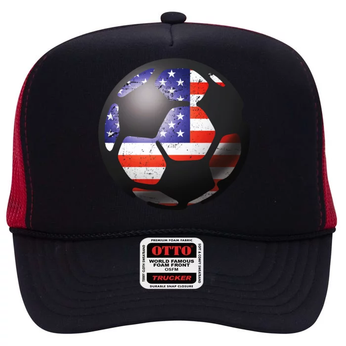 USA Soccer Ball High Crown Mesh Trucker Hat