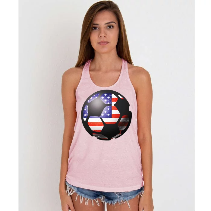 USA Soccer Ball Women's Knotted Racerback Tank