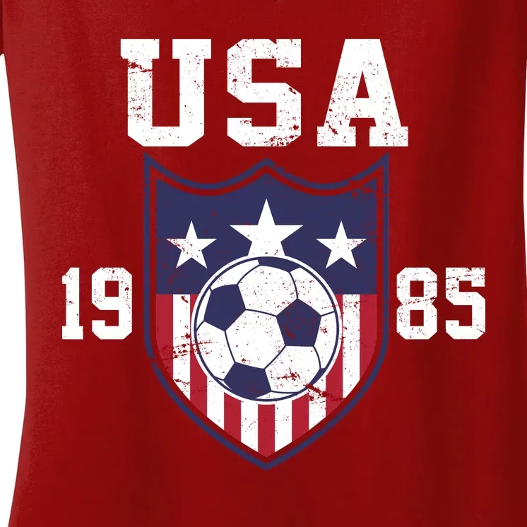 USA Soccer Team 1985 Women's V-Neck T-Shirt