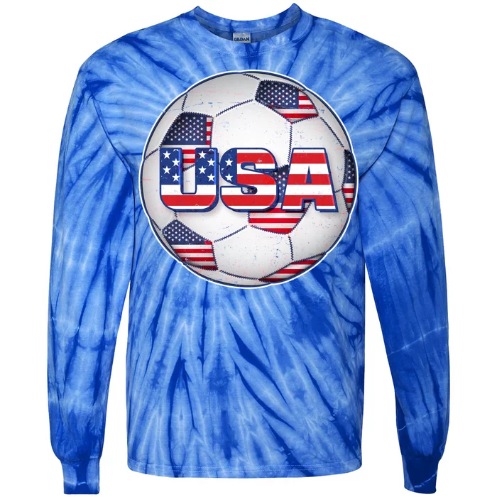 USA Soccer Team Ball Tie-Dye Long Sleeve Shirt