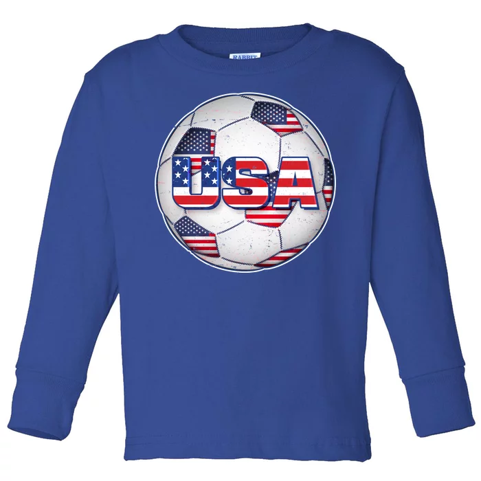 USA Soccer Team Ball Toddler Long Sleeve Shirt