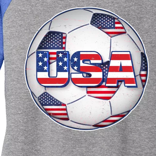 USA Soccer Team Ball Women's Tri-Blend 3/4-Sleeve Raglan Shirt