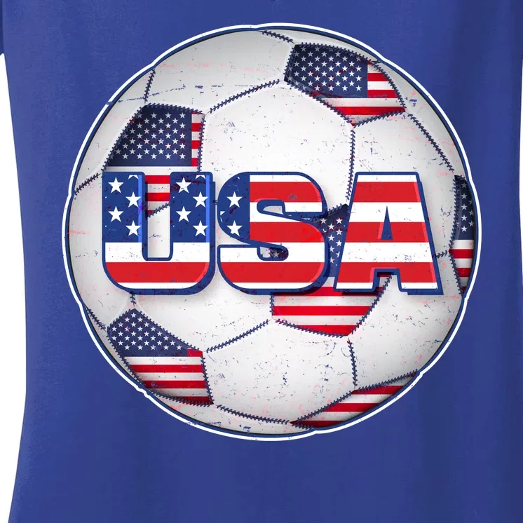 USA Soccer Team Ball Women's V-Neck T-Shirt