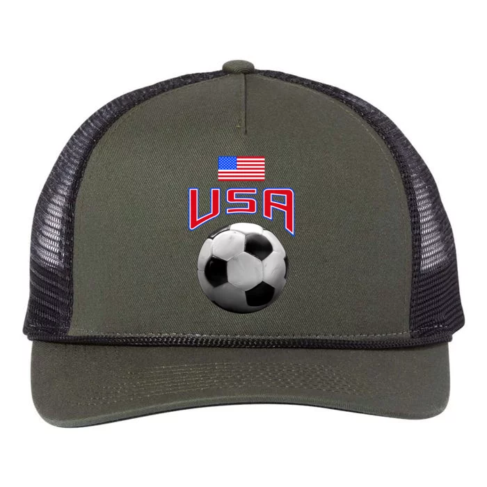 USA Soccer United States of America Flag Retro Rope Trucker Hat Cap