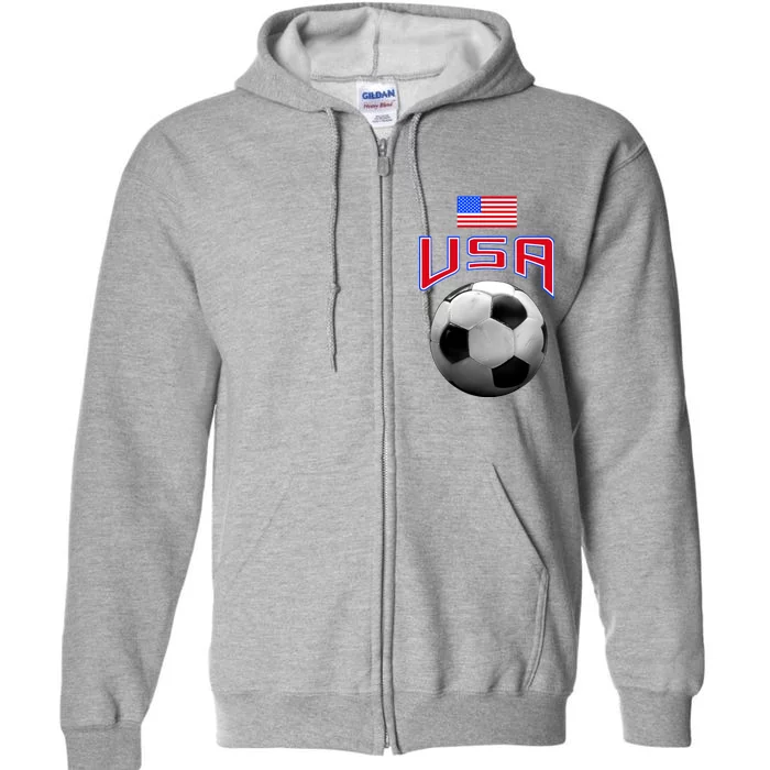 USA Soccer United States of America Flag Full Zip Hoodie