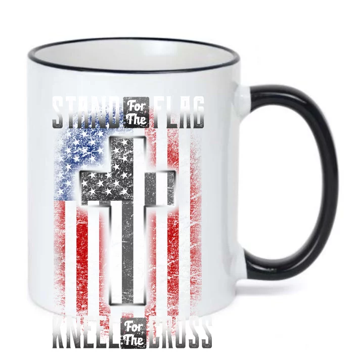 USA Stand For The Flag And Kneel For The Cross Black Color Changing Mug