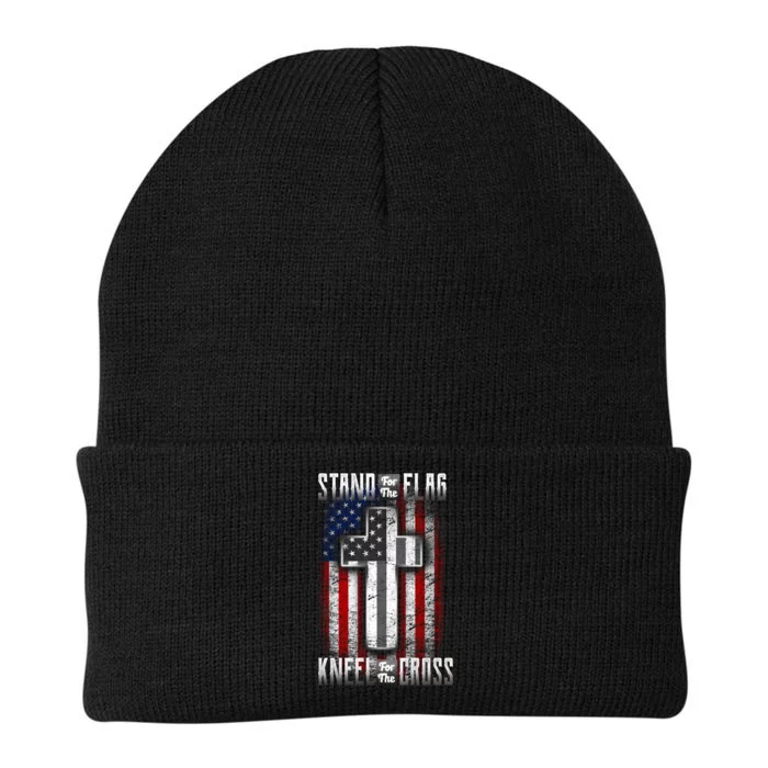 USA Stand For The Flag And Kneel For The Cross Knit Cap Winter Beanie