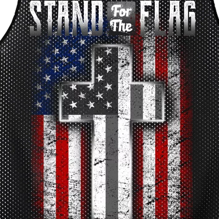 USA Stand For The Flag And Kneel For The Cross Mesh Reversible Basketball Jersey Tank