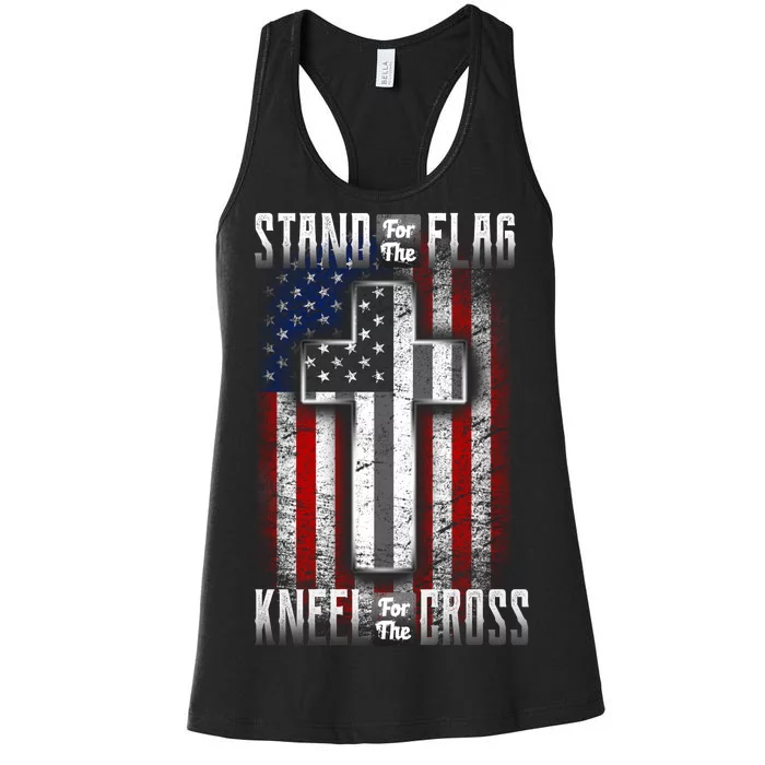 USA Stand For The Flag And Kneel For The Cross Women's Racerback Tank