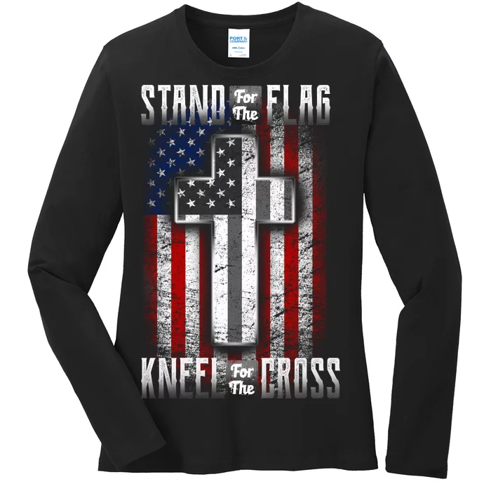 USA Stand For The Flag And Kneel For The Cross Ladies Long Sleeve Shirt