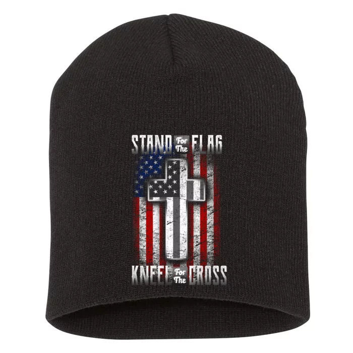 USA Stand For The Flag And Kneel For The Cross Short Acrylic Beanie