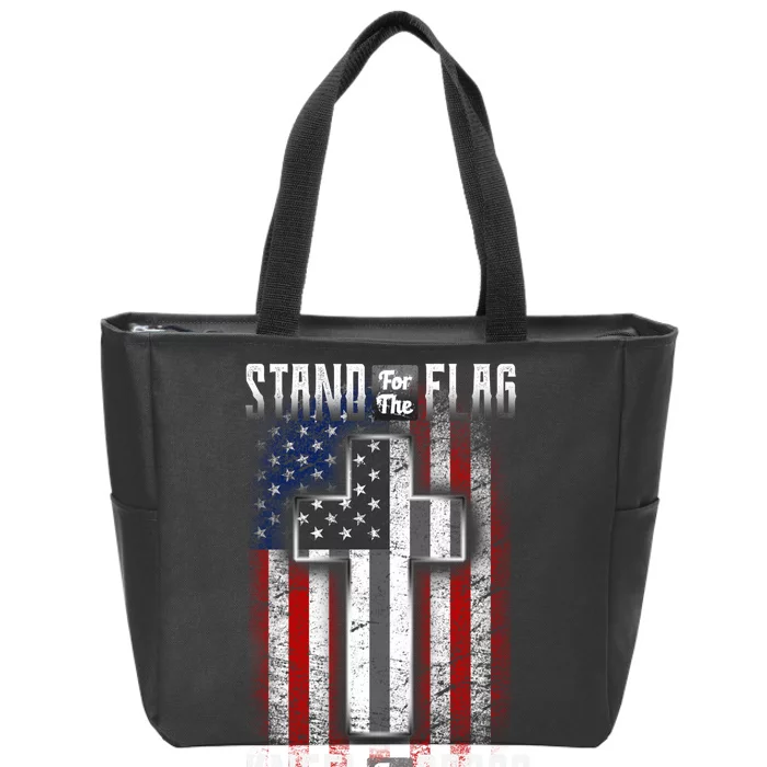 USA Stand For The Flag And Kneel For The Cross Zip Tote Bag