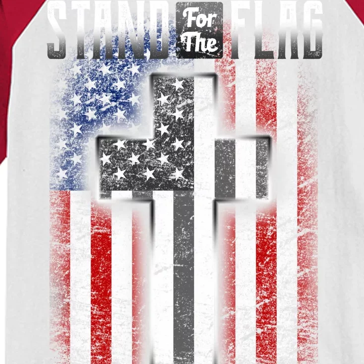 USA Stand For The Flag And Kneel For The Cross Kids Colorblock Raglan Jersey