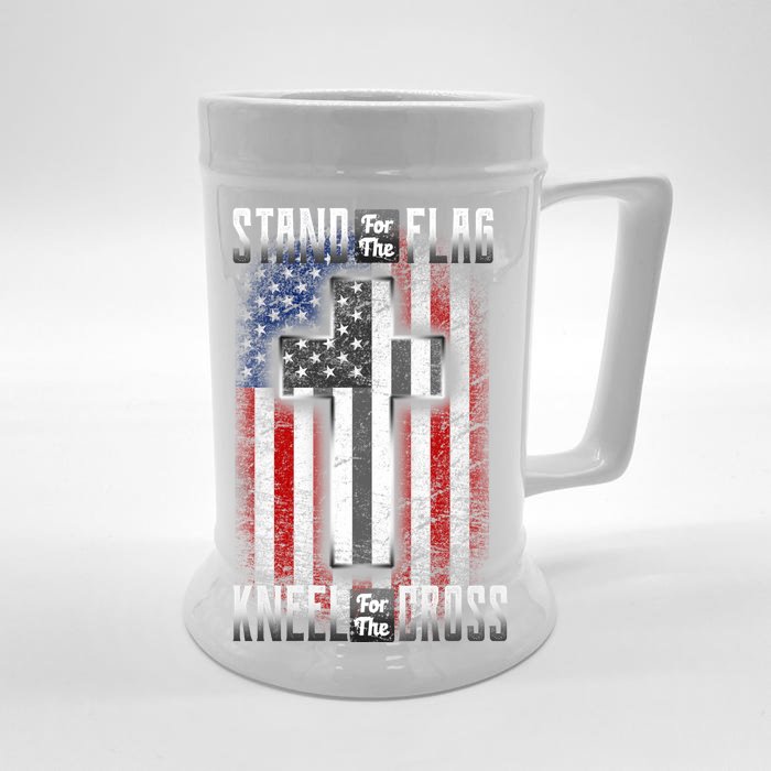 USA Stand For The Flag And Kneel For The Cross Front & Back Beer Stein