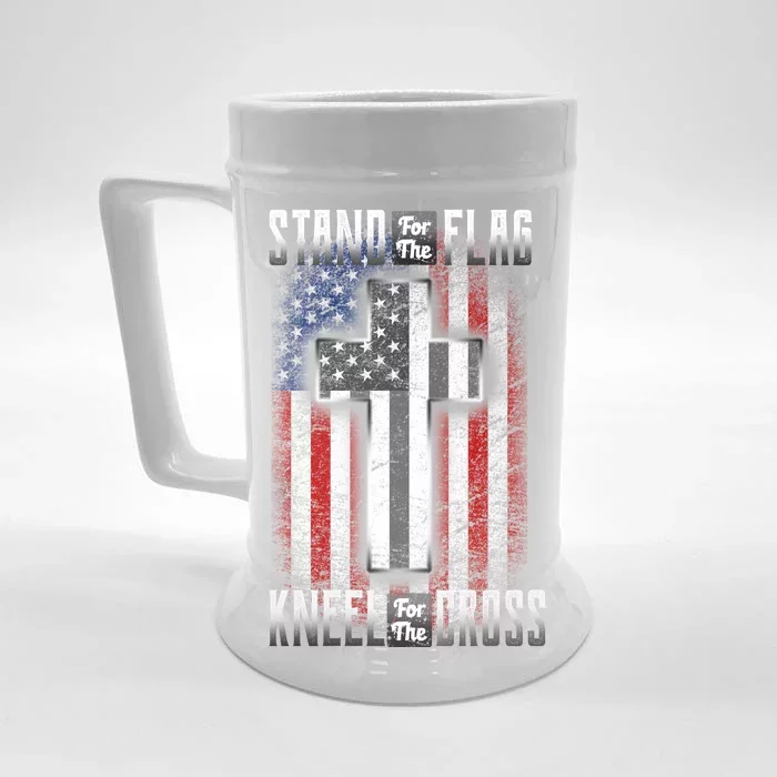 USA Stand For The Flag And Kneel For The Cross Front & Back Beer Stein