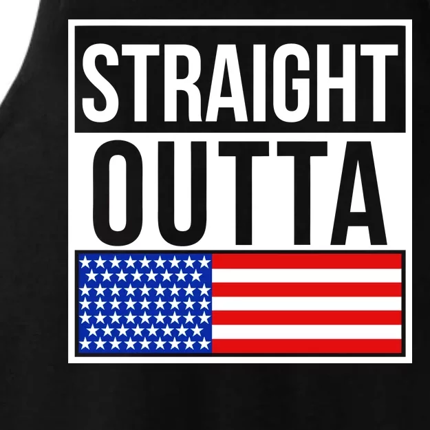 USA Straight Outta United States of America 4th of July Ladies Tri-Blend Wicking Tank