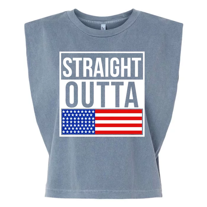 USA Straight Outta United States of America 4th of July Garment-Dyed Women's Muscle Tee