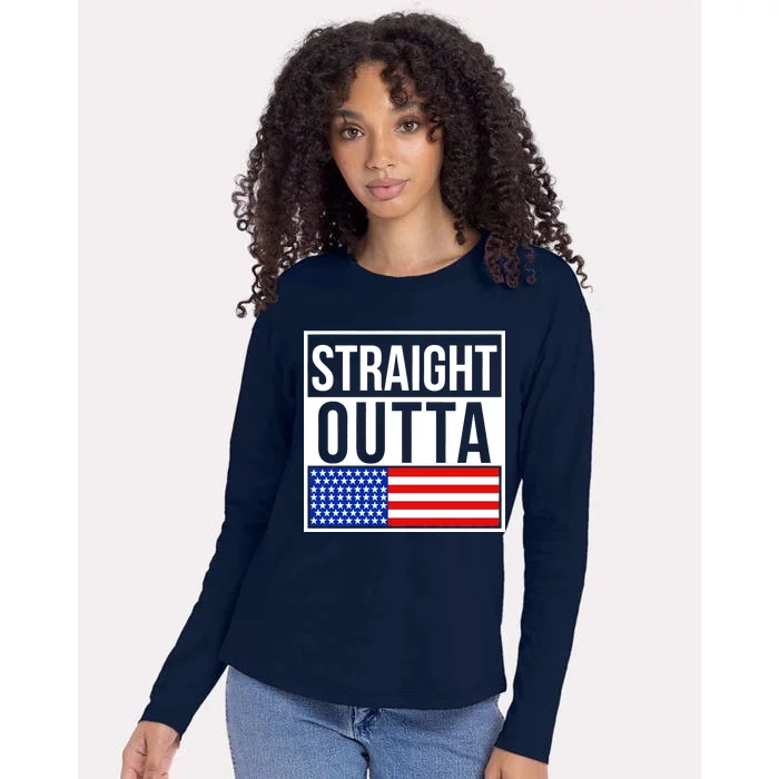 USA Straight Outta United States of America 4th of July Womens Cotton Relaxed Long Sleeve T-Shirt