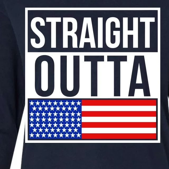 USA Straight Outta United States of America 4th of July Womens Cotton Relaxed Long Sleeve T-Shirt