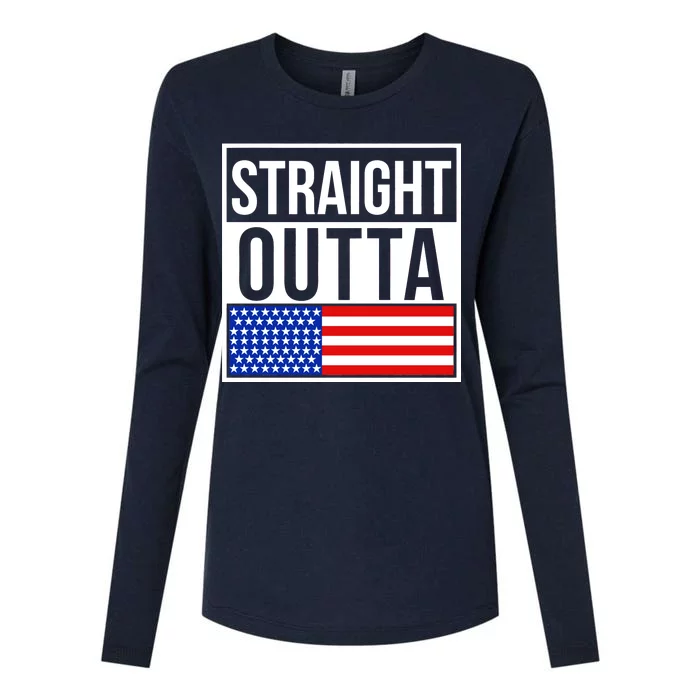 USA Straight Outta United States of America 4th of July Womens Cotton Relaxed Long Sleeve T-Shirt