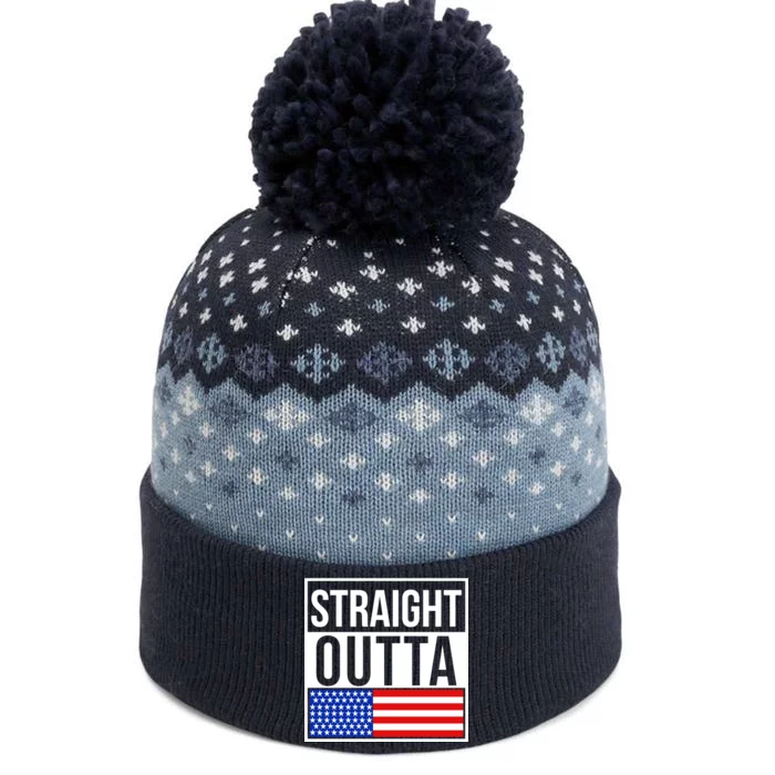 USA Straight Outta United States of America 4th of July The Baniff Cuffed Pom Beanie