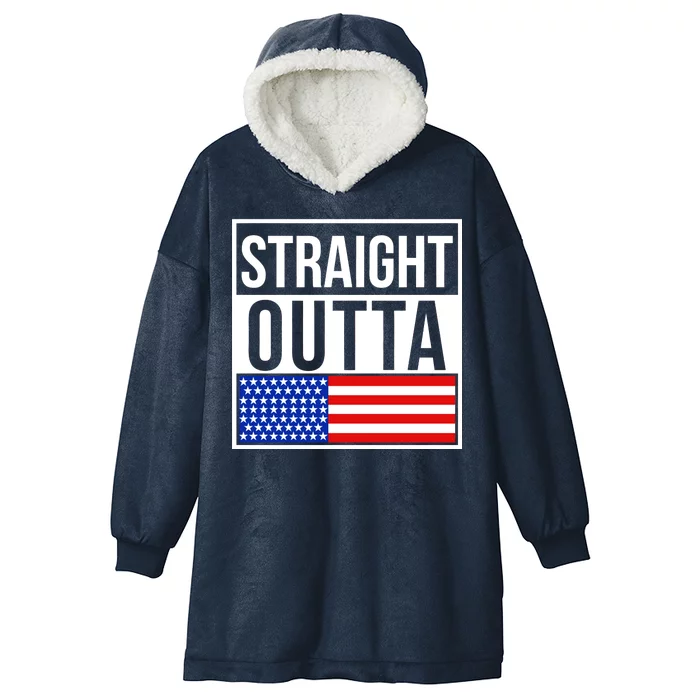 USA Straight Outta United States of America 4th of July Hooded Wearable Blanket