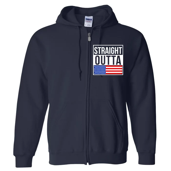 USA Straight Outta United States of America 4th of July Full Zip Hoodie