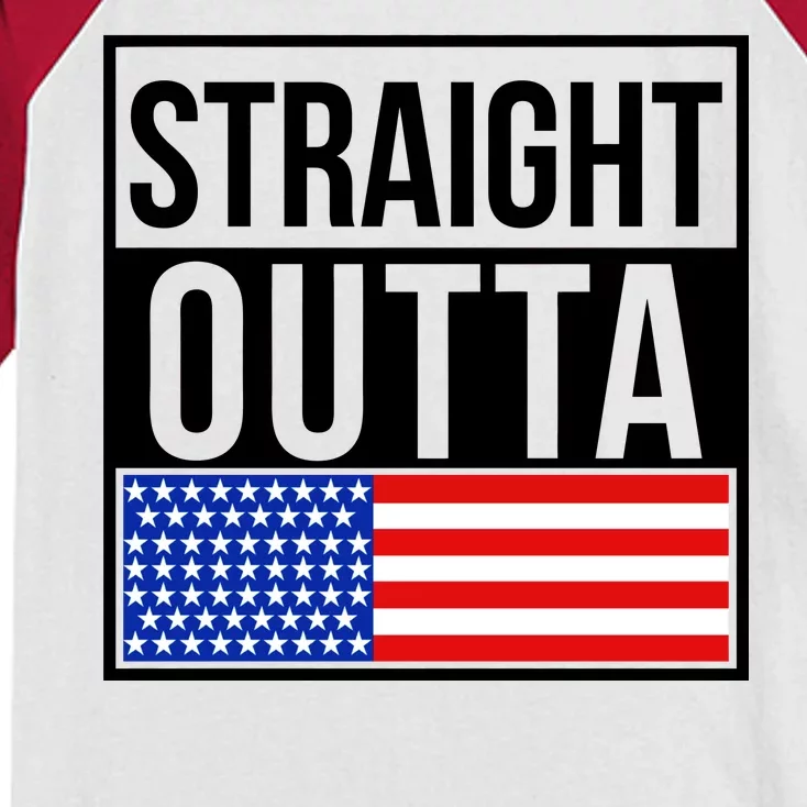 USA Straight Outta United States of America 4th of July Kids Colorblock Raglan Jersey