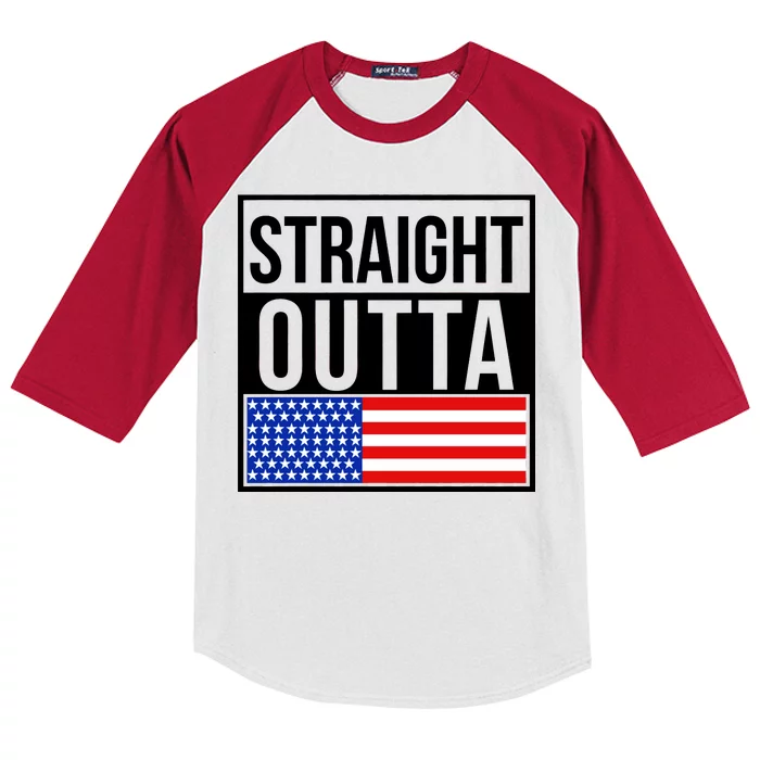 USA Straight Outta United States of America 4th of July Kids Colorblock Raglan Jersey