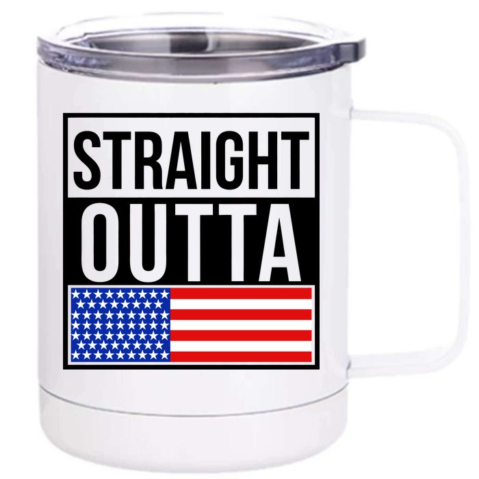 USA Straight Outta United States of America 4th of July Front & Back 12oz Stainless Steel Tumbler Cup