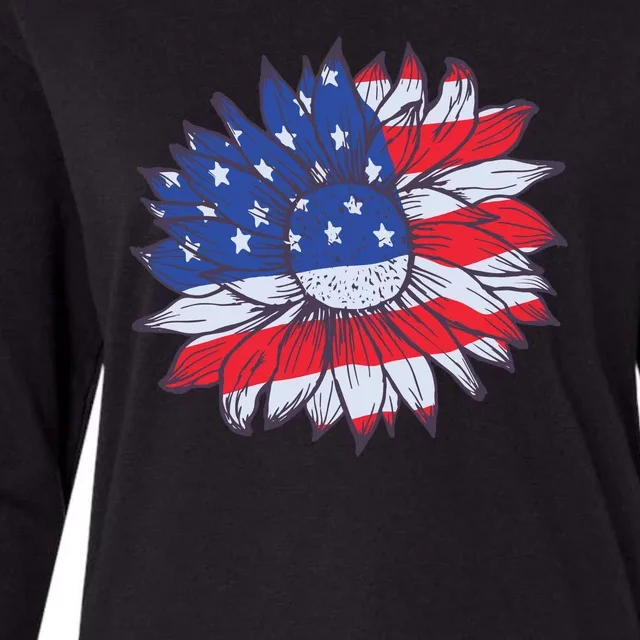 USA Sunflower Womens Cotton Relaxed Long Sleeve T-Shirt