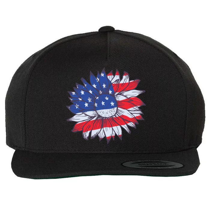 USA Sunflower Wool Snapback Cap