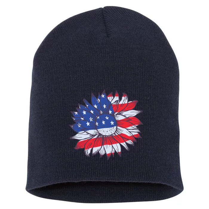 USA Sunflower Short Acrylic Beanie