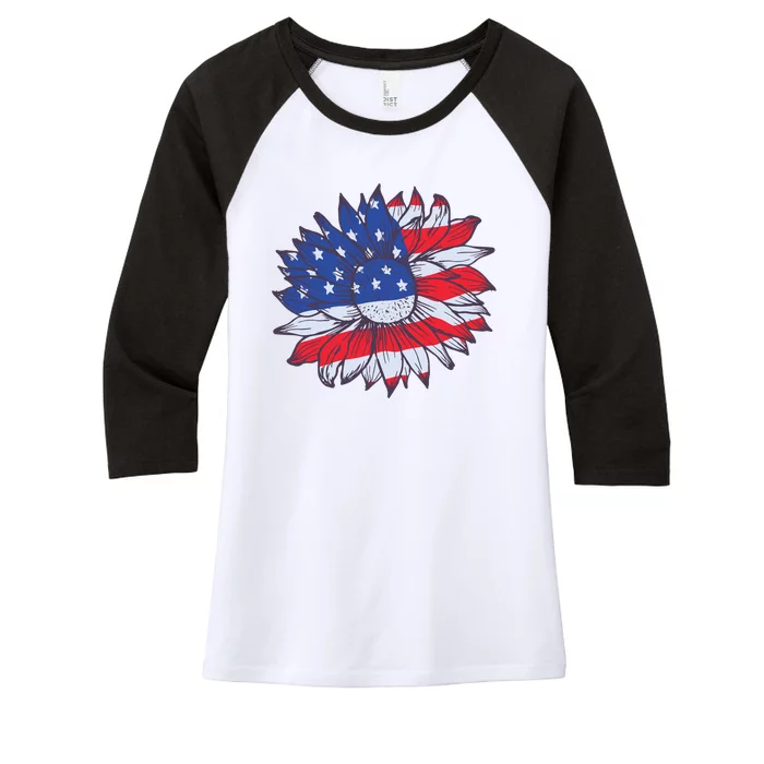 USA Sunflower Women's Tri-Blend 3/4-Sleeve Raglan Shirt