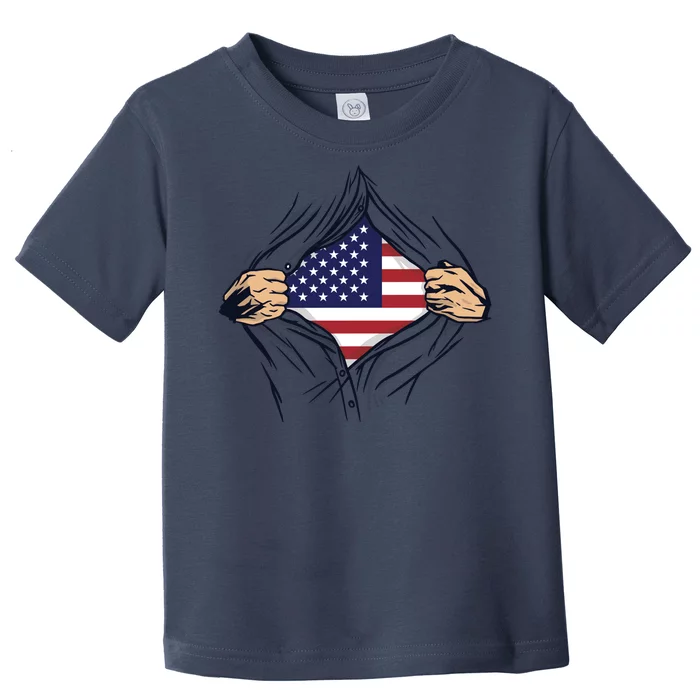 USA Superhero Ripped American Flag Toddler T-Shirt