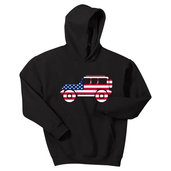 USA Truck American Flag Kids Hoodie