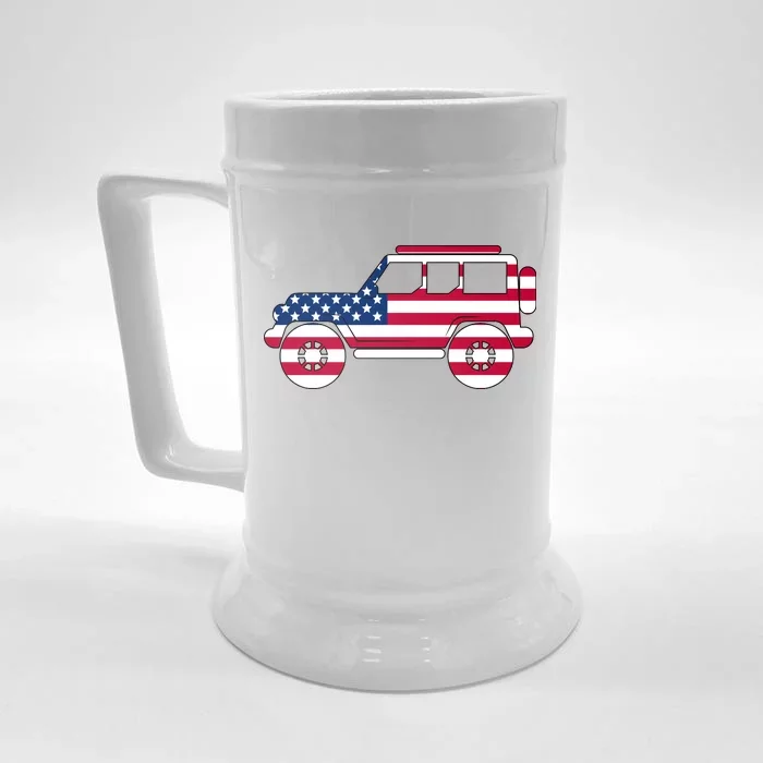 USA Truck American Flag Front & Back Beer Stein