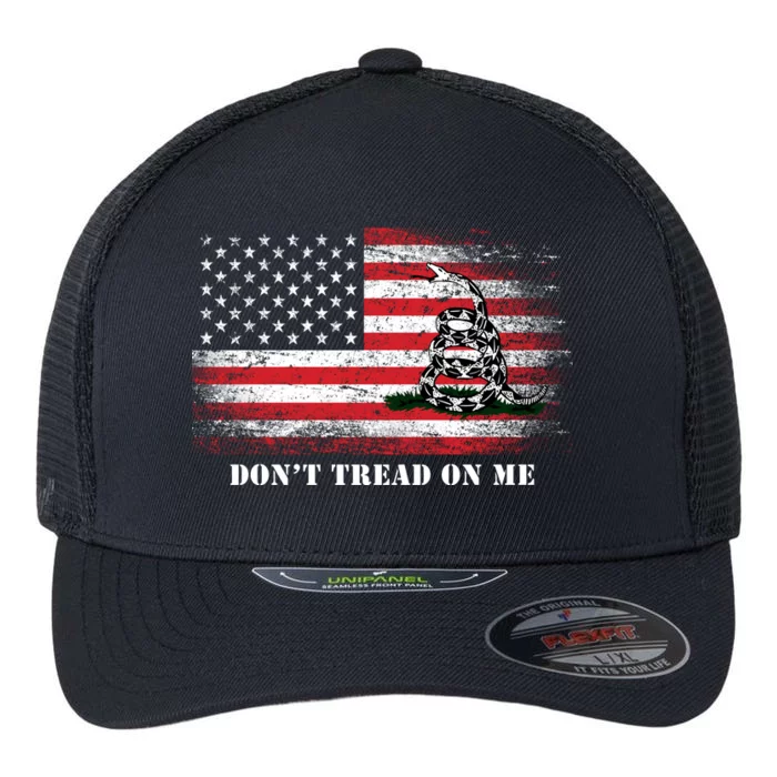 USA Vintage Flag Don't Tread On Me Flexfit Unipanel Trucker Cap