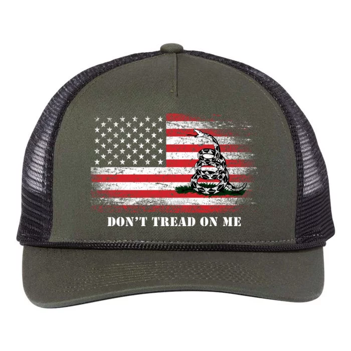 USA Vintage Flag Don't Tread On Me Retro Rope Trucker Hat Cap