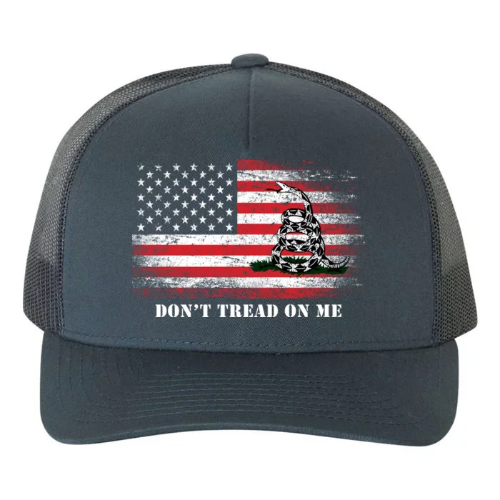 USA Vintage Flag Don't Tread On Me Yupoong Adult 5-Panel Trucker Hat