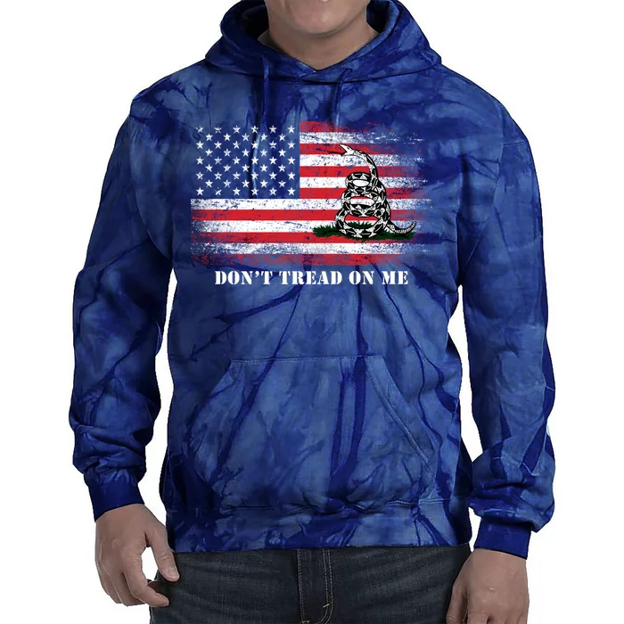 USA Vintage Flag Don't Tread On Me Tie Dye Hoodie